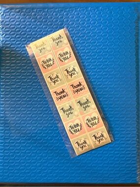 10 Blue 9x11 Bubble Mailers w/100 Square Multicolor Square 1” Stickers